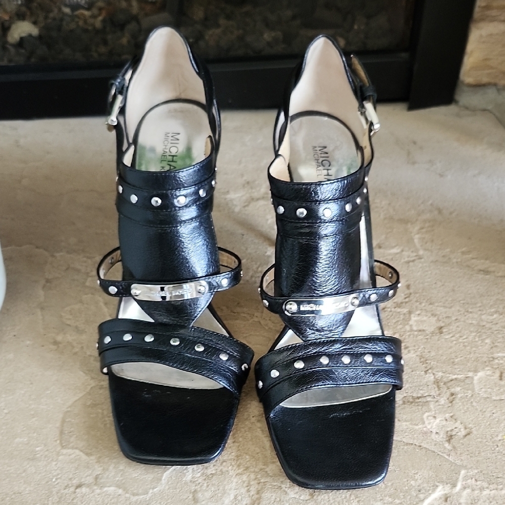 MICHAEL Michael Kors Black Heels with Silver Studs